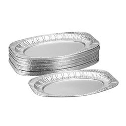 Relaxdays Fuente Aluminio, Pack de 25, 35 x 24 cm, Bandejas Barbacoa Ovalados, Recipiente Recogegotas BBQ, Plateado