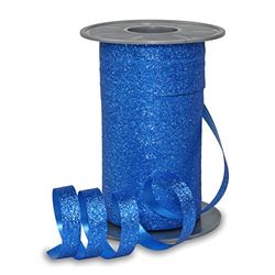 PRÄSENT POLY GLITTER Curling Ribbon - dark blue Coloured, 100 m Curling Gift Band, 10 mm Width, Decorative Ribbon For Easter Decoration, Balloons, Baby Showers, Champagne Decoration, And Wrapping