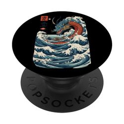 Vintage Ukiyo-E Estilo Japonés Ola Dragón Arte PopSockets PopGrip Intercambiable