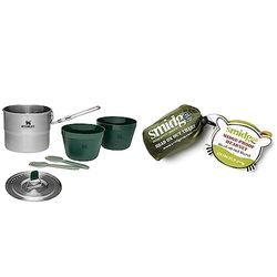 Stanley Adventure Stainless Steel Camping Cooking Set for Two 1.0L / 1.1 QT with Bowls and Sporks & Smidge Midge and Mosquito-Proof Super Lightweight Head Net - Green, One Size