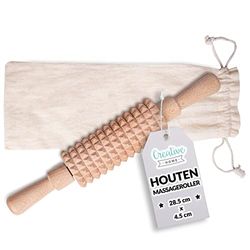 Creative Home Natuurlijke Beuken Houten Roller Massager met Handgrepen 28,5 x 4,5 cm Versteviging Lichaam Anti-Cellulitis Makkelijk te Gebruiken | Perfect voor Massage Dijen Buik Billen Armen Voeten