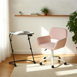 MEUBLE Cosy Juego de Escritorio con Silla de Oficina, Mesa Infantil Plegable y Silla Regulable en Altura para Oficina en casa, Color Rosa + Gris