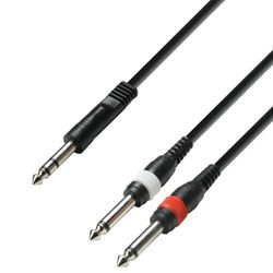 Adam Hall 3 Star Series 6m 6.3mm Jack Stereo naar 2x 6.3 Jack Mono Audio Kabel