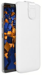 mumbi äkta läderfodral kompatibel med LG G7 ThinQ skal läder väska Case Wallet, vit