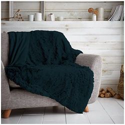 Super zachte knuffel en snugg teddy fleece slaapbank, gemakkelijk te onderhouden, pluizig, gezellig warm settee gooien, groenblauw, 150 x 200 cm