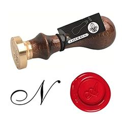 Herbin 40114T - Un Sceau Rond avec Manche en Bois Vernis, Lettre N en Alphabet Anglaise
