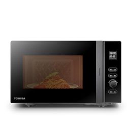 Toshiba MV-AM20T(BK) Microondas, 20 l, 800 W, 5 niveles de potencia, 12 programas, esmalte interior, fácil de limpiar, función de descongelación, plato giratorio de cristal (24,5 cm), negro