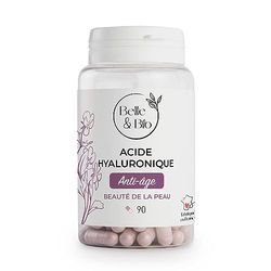 PEAU MATURE & HYDRATATION - Acide Hyaluronique - Associè avec Collagène + Vitamine C + Vitamine E- 90 gélules - Cure 3 mois - Complément Alimentaire BELLE&BIO - Fabriqué en France