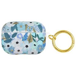 Rifle Paper Co. Coque de Protection pour AirPod Pro, Coque en Silicone Souple avec Anneau Porte-clés doré pour Homme et Femme, LED Avant Visible, fête de Jardin Bleue