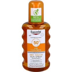 Eucerin Oil Control Sun Transparent SPF 50+ 200 ml, Solskyddsspray 50+ Spray med UVA/UVB-filter, solskydd 50+ glansspray för fet aknehud
