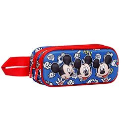 Disney Mickey Mouse Grins-3D Double Pencil Case, Blue, 22 x 9.5 cm
