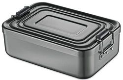Köksprofi lunchlåda av aluminium | för vuxna och barn | matlåda med fack, justerbar | med silikontätning | 23 x 15 x 7 cm | antracit
