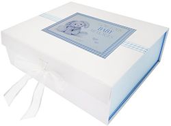 WHITE COTTON CARDS NBB2X New Baby, Large Keepsake Box, Blue Bunny, Board, 27.2 x 32 x 11 cm