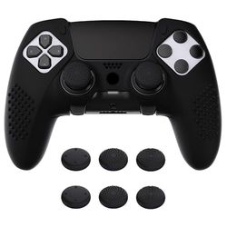 PlayVital 3D Studded Edition Anti-Slip Silicone Cover Case for ps5 Edge Controller, Soft Rubber Protector Skin for ps5 Edge Wireless Controller with 6 Thumb Grip Caps - Black