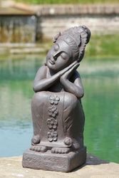 Figuren, Boeddha, glasvezel, bruin, PU 1, L. 34 cm, W. 27 cm, H. 70 cm