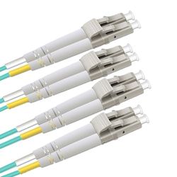 QSFPTEK OM3 LC naar LC Fiber Jumper kabel 10 m (2 stuks), 10 GB duplex LC-LC 50/125um Multimode Flexibele glasvezelkabel, LSZH, 10 m - 2 stuks