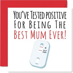 Divertidas tarjetas de cumpleaños para mamá – Positive Best Mum Ever – Tarjeta de feliz cumpleaños para mamá de hija hijo, regalos de cumpleaños para madre, tarjetas de felicitación para el día de la