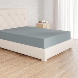 Amazon Basics Lençol-capa ajustável, 160 x 200 x 30 cm, poliéster microfibra, SPA azul