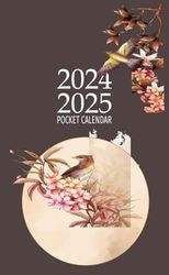 2024-2025 Pocket Calendar: 2 Year Small Size Monthly Planner For Purse, Flowers bird cover 1