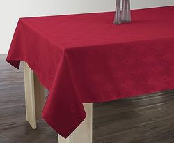 Le linge de Jules Stain-Resistant Damask Tablecloth Square 150 x 150 cm Red