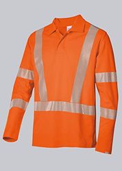 BP 2133-261-85-S tygblandning långärmad unisex-poloskjorta, polokrage med dolt tryckknapp, 50% bomull/50% polyester, varningorange, S-storlek