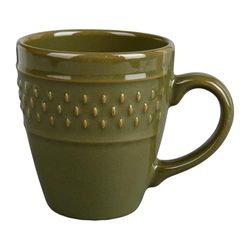 Kopp 20 cl lergods risfröområde Ø 7,5 cm H 8 cm färg khaki dekor präglad