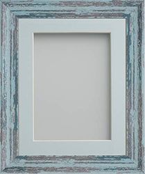 Frame Company Lynton Rustic Blue Photo Frame with Light Blue Mount, 7x5 for 5x3.5 inch, fitted with perspex