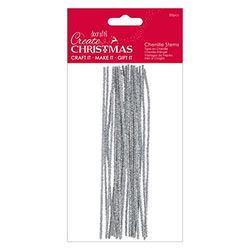 Create Christmas Chenille Stems-20 Pieces, Silver, One Size