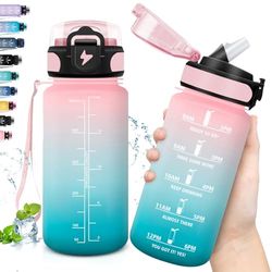 Grsta Borraccia, 500ml Borraccia Bambini, Borraccia con Cannuccia Senza Perdite, Borraccia Motivazionale con Scala Temporale, Facile da Pulire, Borraccia per Bere di Piu, per Scuole, Uffici, Campeggi