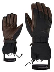 Ziener GAIKU - Guanti da sci da uomo, impermeabili, lunghi, in lana, colore: nero, marrone scuro, 9,5