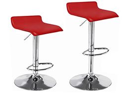 La Silla Española - Pacote de dois bancos com assento quadrado em vermelho, em couro simil, altura ajustável 38 x 30 x 86 cm