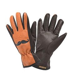 ROSTAING MISTER handschoenen - paar tuinhandschoenen voor heren, bruin, snor - van leer in trendy en geraffineerde look - ideaal voor alle snoei-, plant- en onkruidwerkzaamheden - kleur: bruin