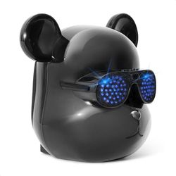 Ibiza - Bear-Sound - Baffle, Enceinte sur Batterie Rechargeable en Forme de tête d’Ours avec LED dans Les Lunettes - Bluetooth, USB, Micro-SD, Aux - TWS - Design, Moderne, Fun