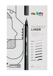 CARIOCA Plus Pigment Liner resistente al sole e all'acqua | Inchiostro altamente pigmentato e punte per linee precise e chiare | 8 pezzi con diversi tipi di punte