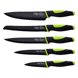 San Ignacio Agros - Gioco di 5 coltelli in acciaio inossidabile - Foglio con cappotto anti -enieder - coltello da chef - coltello a affetto - coltello da pane - coltello multiuso - coltello pelaro