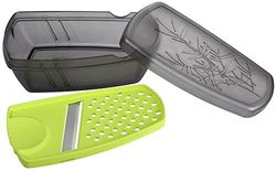 FACKELMANN 45470 Outil de Cuisine 5 en 1 avec râpe en Plastique Robuste et Lame tranchante en Acier Inoxydable Passe au Lave-Vaisselle Quantité : 1 pièce Gris/Vert