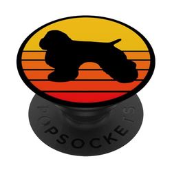 Perro Raza Cocker Spaniel Americano Perro Silueta Retro PopSockets PopGrip Adhesivo