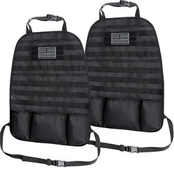 WYNEX Car Seat Back Organizer, Tactical Molle Vehicle Panel Universal Fit Car Backseat Cover Protector with 3 Storage Pouch - 2 Packs