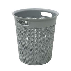 JVL Knit Design Loop Plastic Round Bin 12L, Grey 30 x 29cm, One size