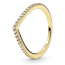 Pandora Sparkling Wishbone 14-karaats vergulde wishbone-ring met heldere zirkoniasteentjes, 58