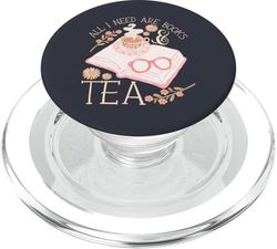 Tetera Cottagecore All I Need Are Books and Tea PopSockets PopGrip para MagSafe