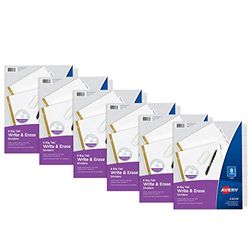 Avery Big Tab Write & Erase 21213 papieren tabbladen met gouden versterking, 8 tabbladen, wit, 6 sets