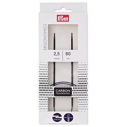 Prym 215 301 Aiguilles à Tricoter circulaires ergonomiques Carbone 2,5/80, Steel, Noir, Taille Unique