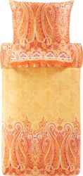 Bassetti MERGELLINA 9329124 Bed Linen + 2 Pillowcases 100% Cotton Satin Orange O1 Dimensions 240 x 220 cm