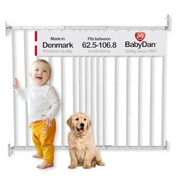 BabyDan Copenhagen, 62,5-106,8 cm, Barrière d'escalier/barrière pour bébé/barrière de sécurité extensible, métal, blanc, fabriqué au Danemark - (barrière pour animaux/barrière pour chien)