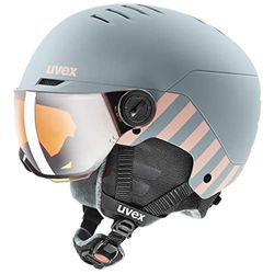 uvex rocket jr visor - skidhjälm för barn - med visir - individuell storleksanpassning - rhino - blush matt - 51-55 cm