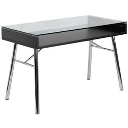 Flash Furniture Brettford Bureau avec Plateau en Verre trempé