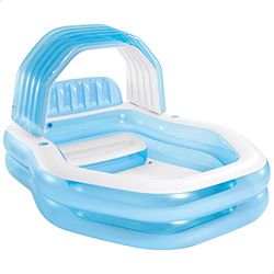 Intex 57186 Piscina Hinchable Infantil, con Toldo Desmontable, Piscina para Niños A Partir de 3 Años, Incluye 2 Porta Bebidas, Parche de Reparación y Tapón de Desagüe, Medidas 229x191x135 cm