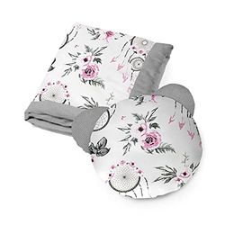 Kospu set di biancheria da letto e cuscino per neonati in cotone e velluto, imbottitura 100% poliestere, coperta per dormire 75 x 100 cm, cuscino per dormire orso æ40 cm