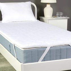 Amazon Basics Topper de Espuma viscoelástica, 90 x 200 x 6 cm, con Funda Lavable, Color Blanco